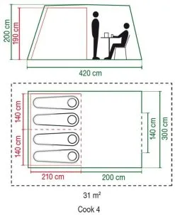 Coleman Cook 4 -Familienzelt coleman cook 4 green 1